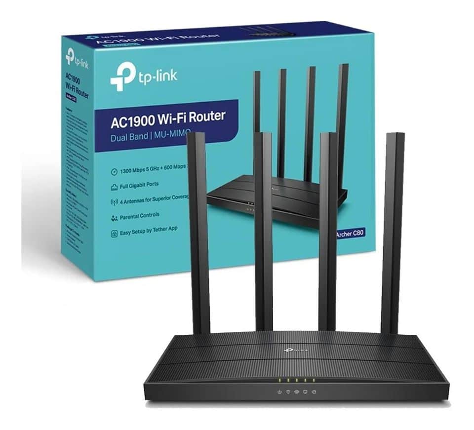 Router inalambrico Tp Link Archer C80 Ac1900 Wi Fi Dual Band 4 Antenas gran alcance